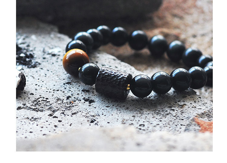 Obsidian and tiger eye bracelet for men