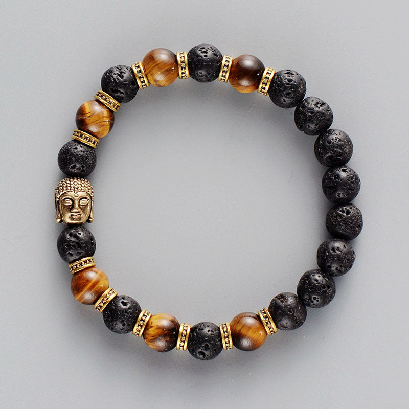 Tiger Eye  Chakra Buddha Head Bracelet
