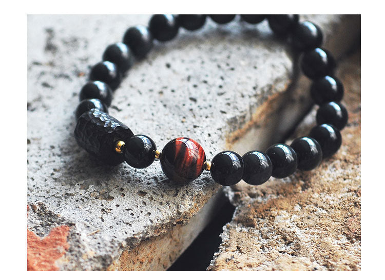 Obsidian and tiger eye bracelet for men