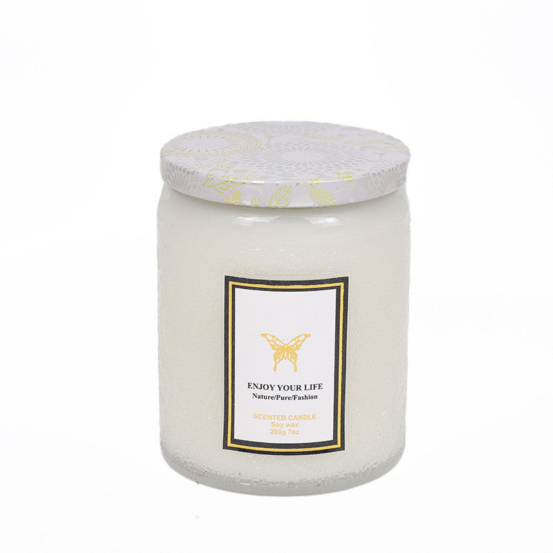 Embossed Glass  Handmade  Aromatherapy Soy Candles