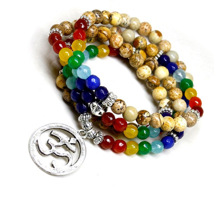 Chakra Tibetan bead wrap bracelet