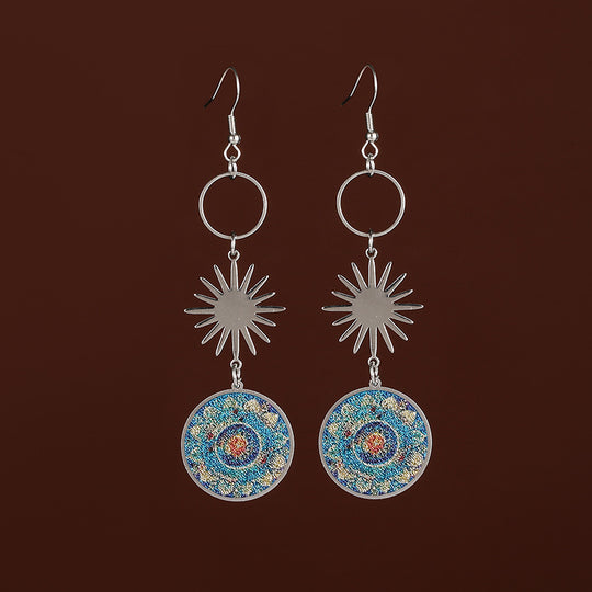 Mandala Flower and Sun  Earrings